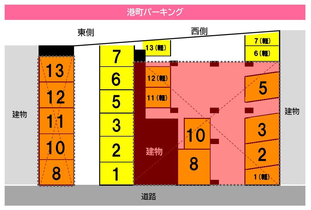 港町パーキングの駐車配置図