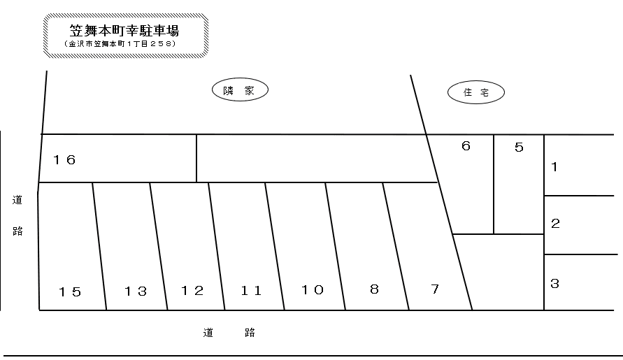 笠舞本町幸駐車場の駐車配置図