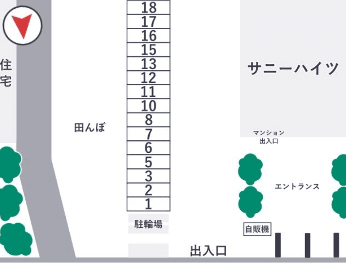 サニーハイツ駐車場の駐車配置図
