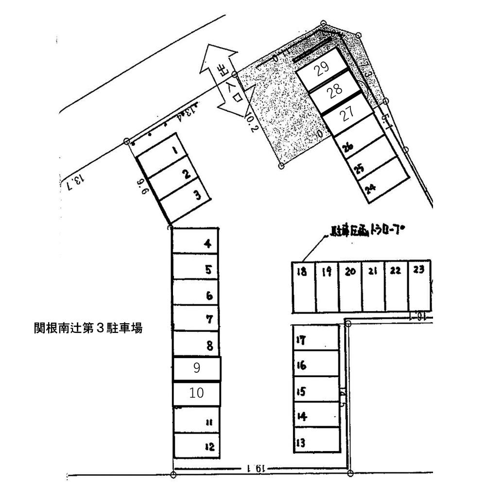 関根南辻第３駐車場の駐車配置図