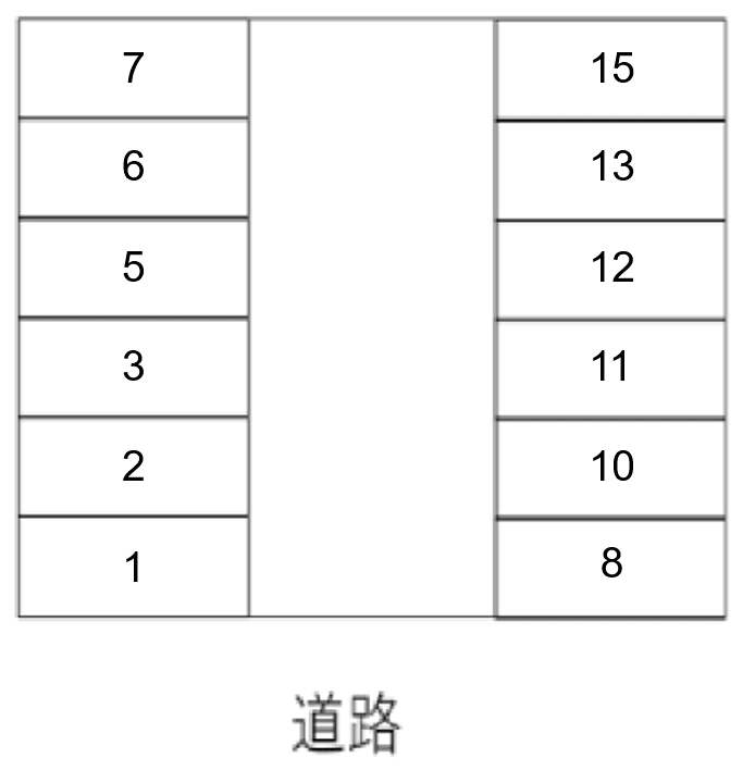 勝山町ガレージの駐車配置図