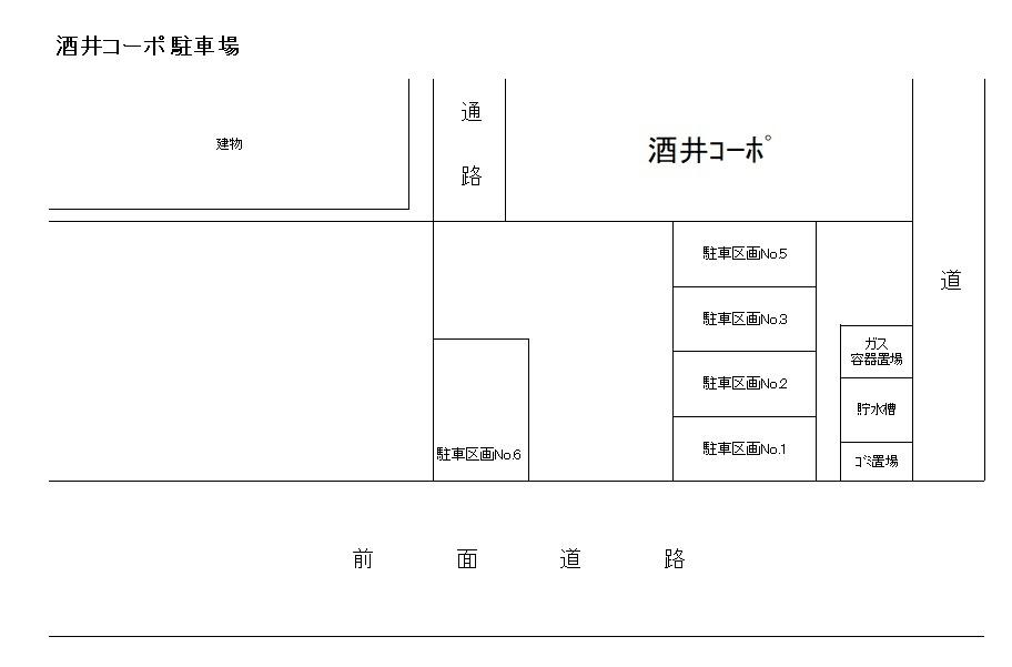 酒井コーポ駐車場の駐車配置図