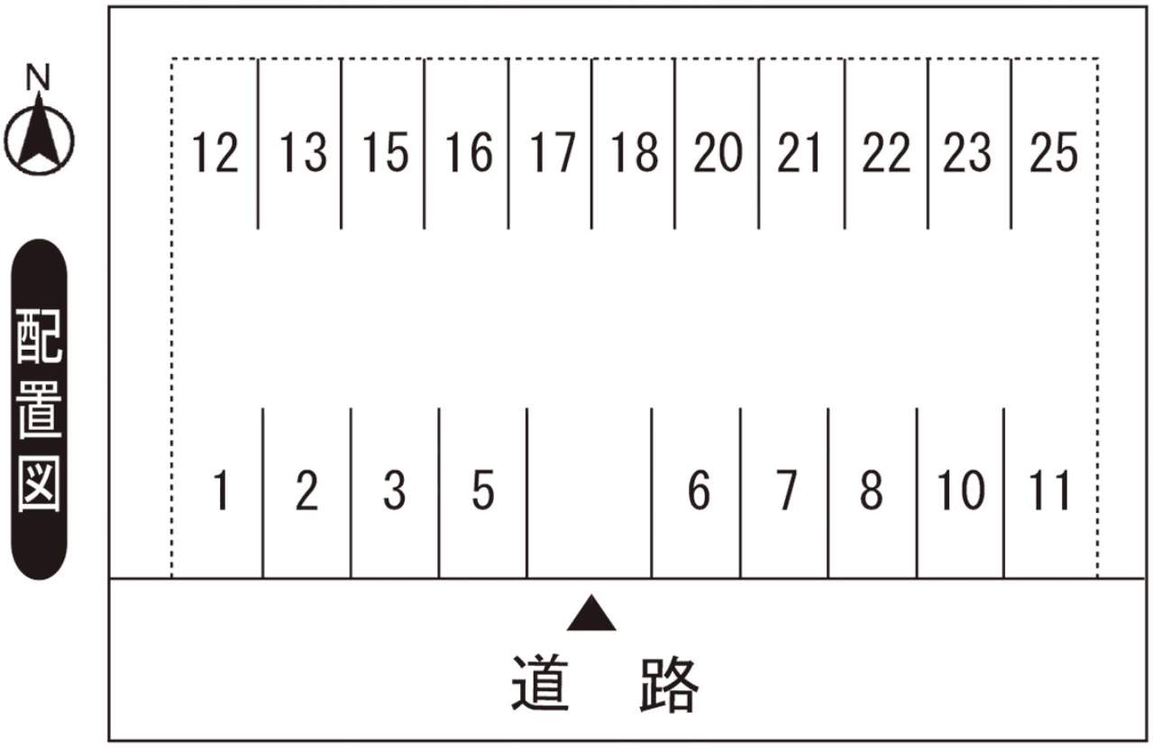 春山モータープールの駐車配置図
