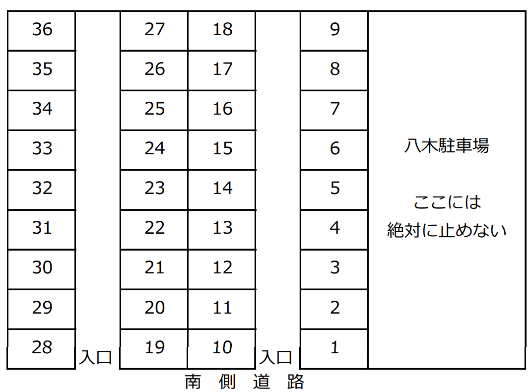 長沼3（太洋電機）駐車場の駐車配置図