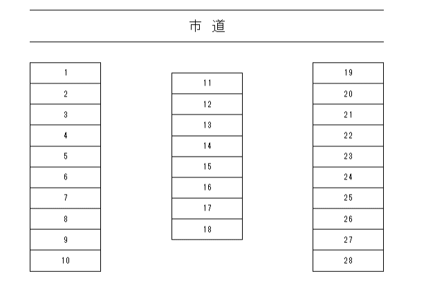 新堀駐車場の駐車配置図