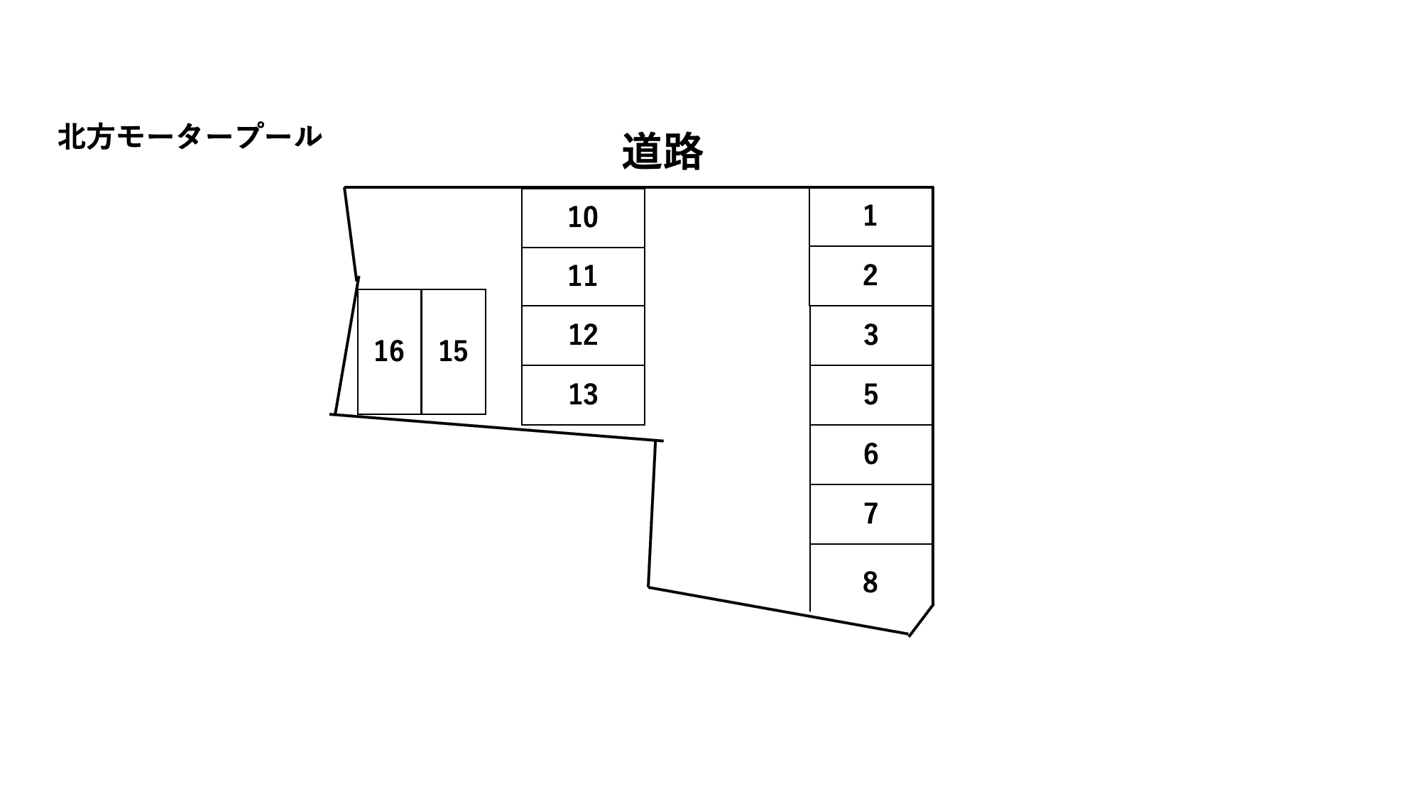 北万モータープールの駐車配置図