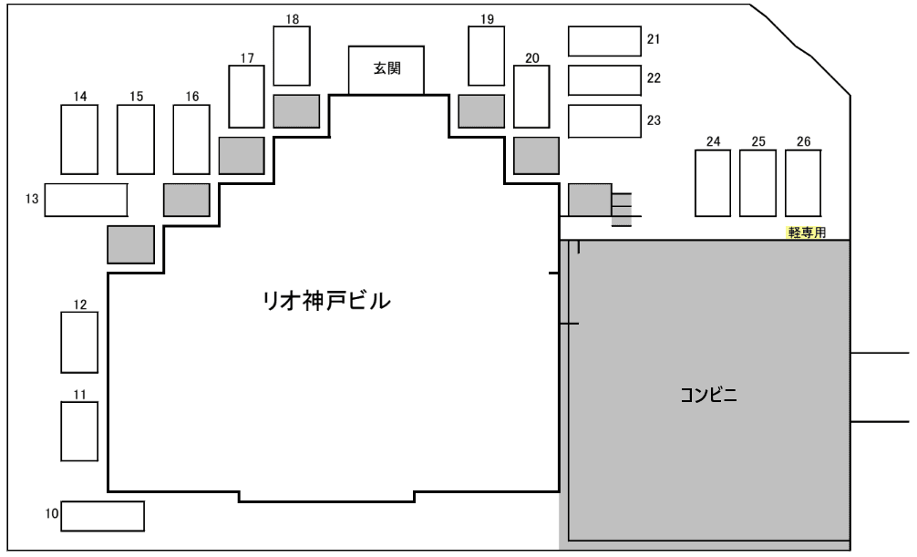 リオ神戸ビル駐車場の駐車配置図