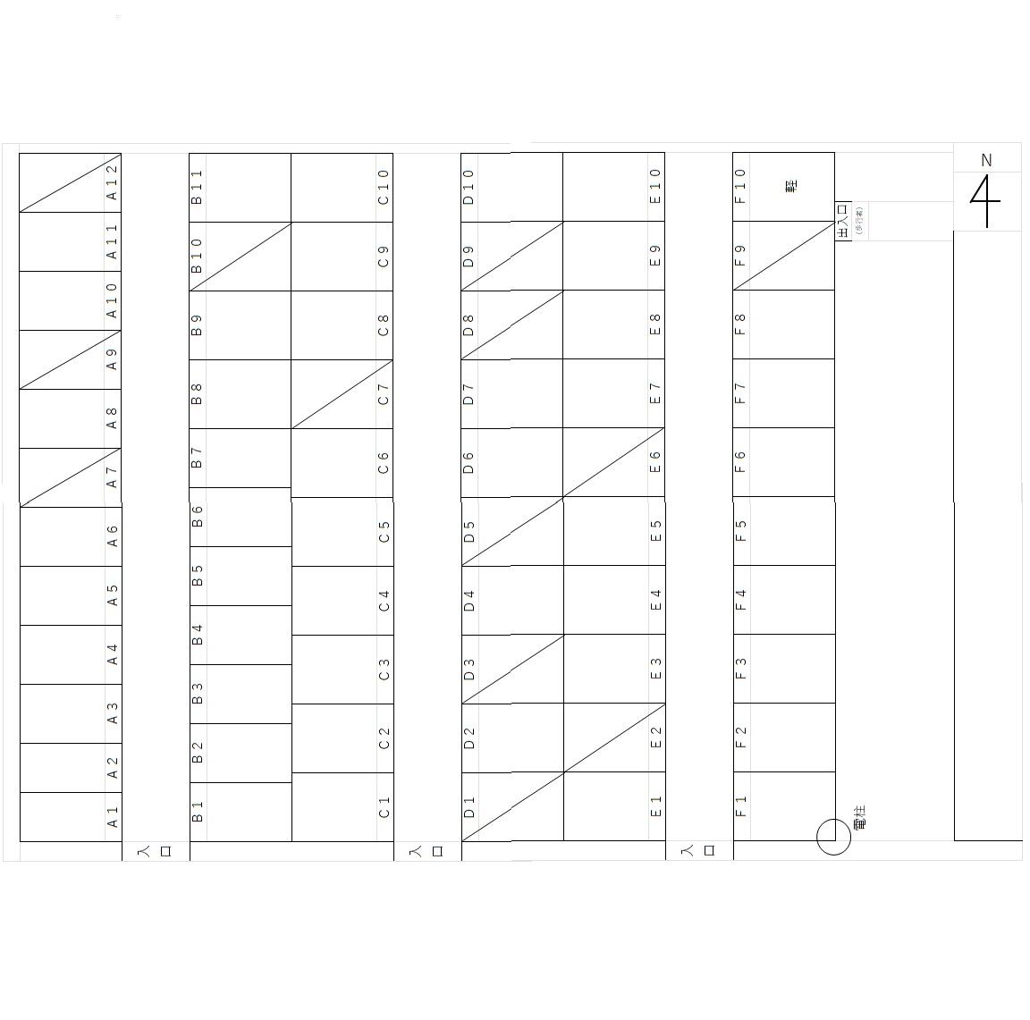 沖野町76-1駐車場の駐車配置図