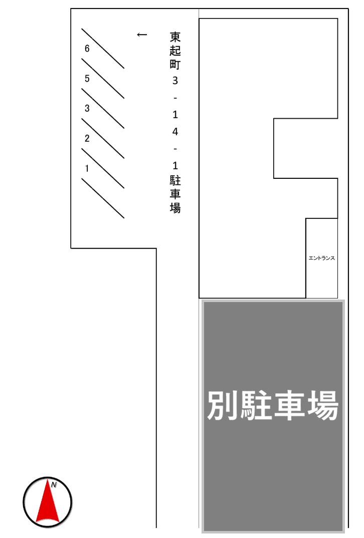東起町3-14-1駐車場の駐車配置図