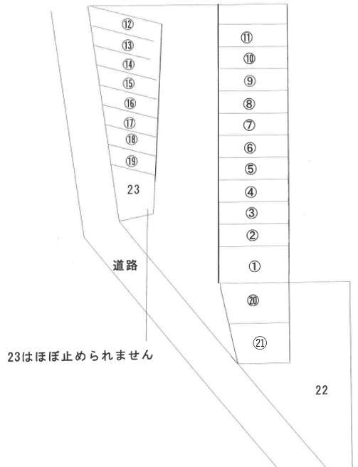 旦野原駐車場の駐車配置図