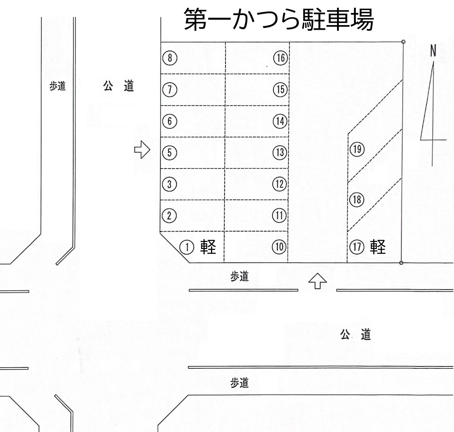 第一かつら駐車場の駐車配置図