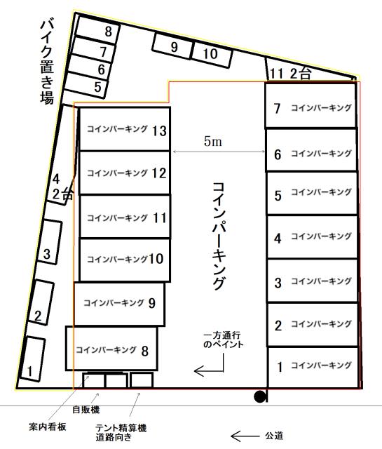 ミノラスパーキング多摩川２丁目の駐車配置図