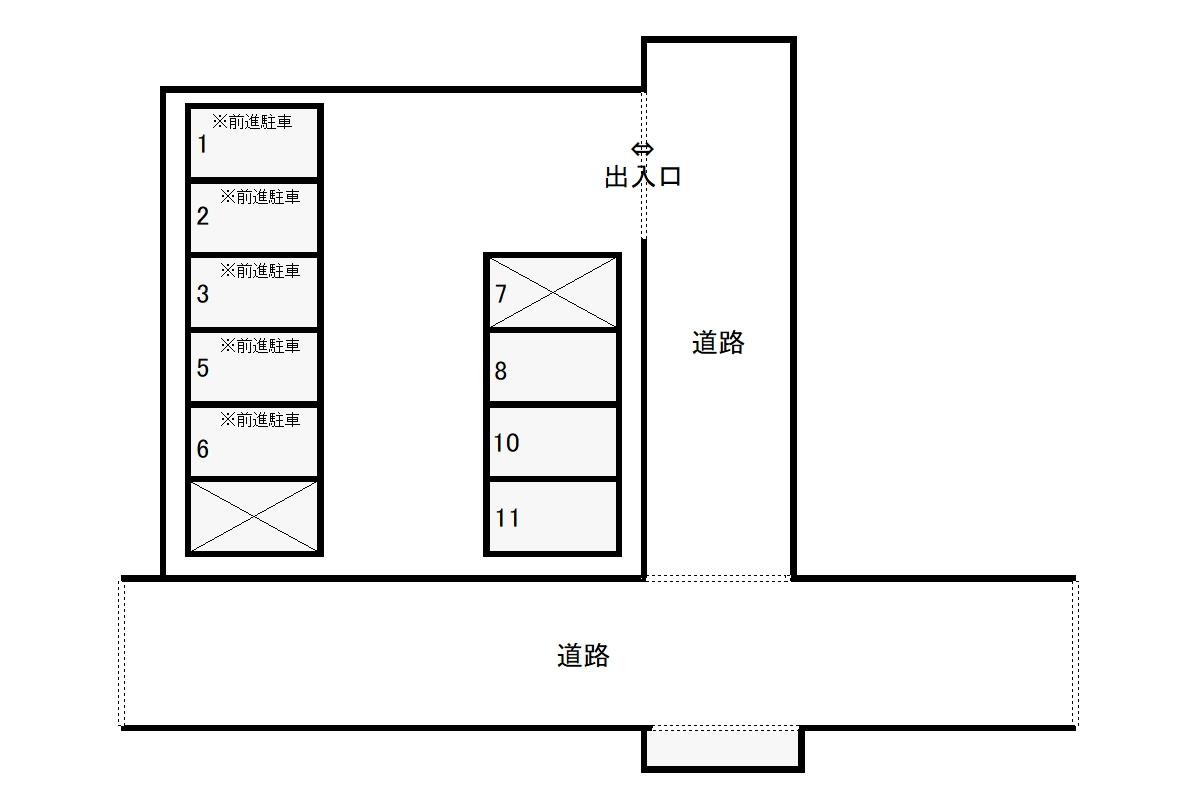 蓬莱町5丁目月極駐車場の駐車配置図