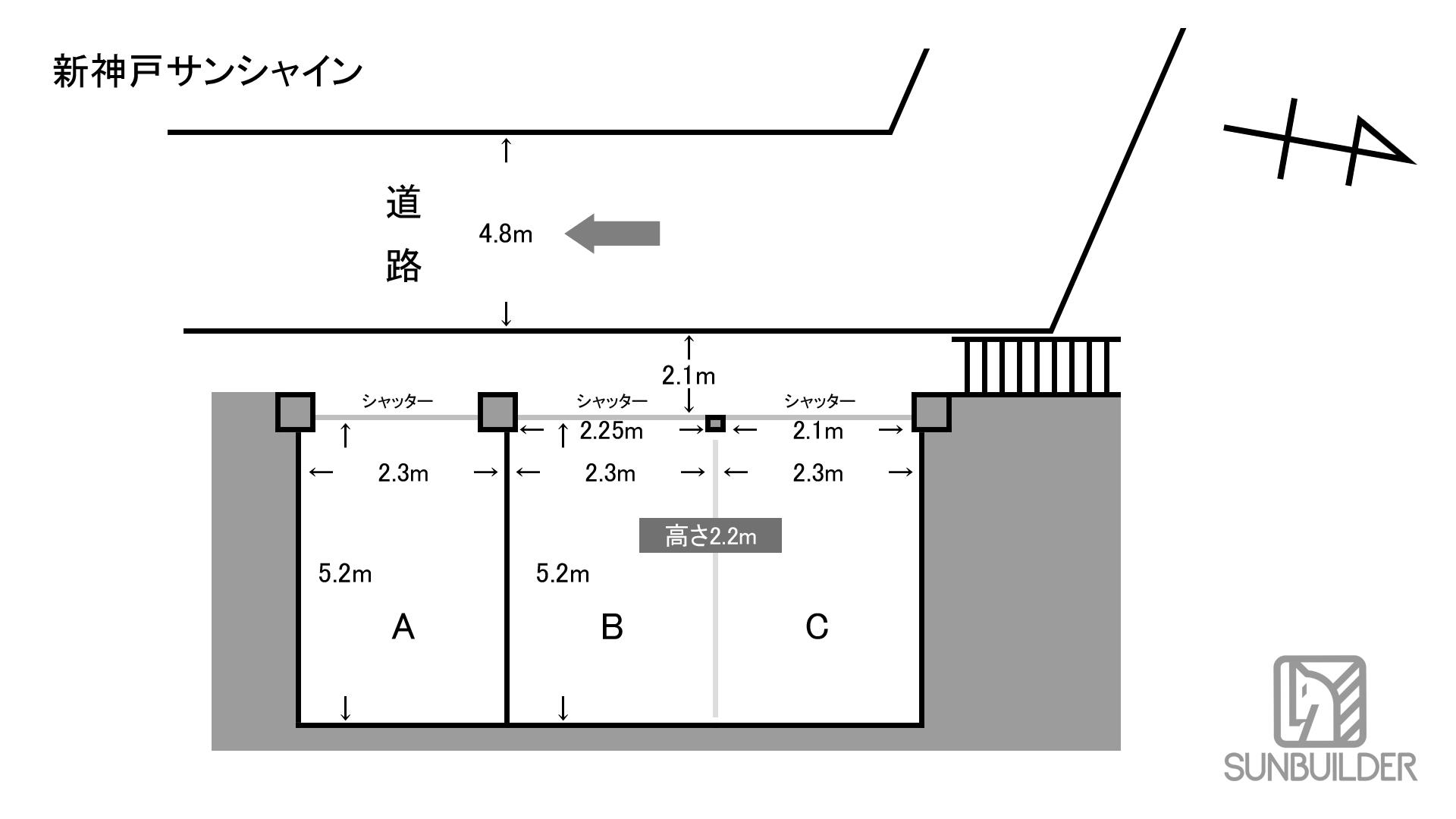 新神戸サンシャインの駐車配置図