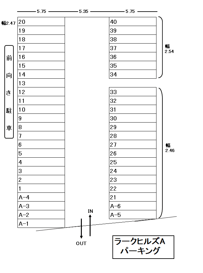 ラークヒルズAの駐車配置図