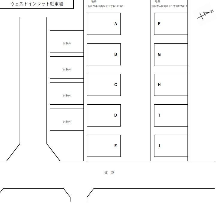 ウェストインレット駐車場の駐車配置図