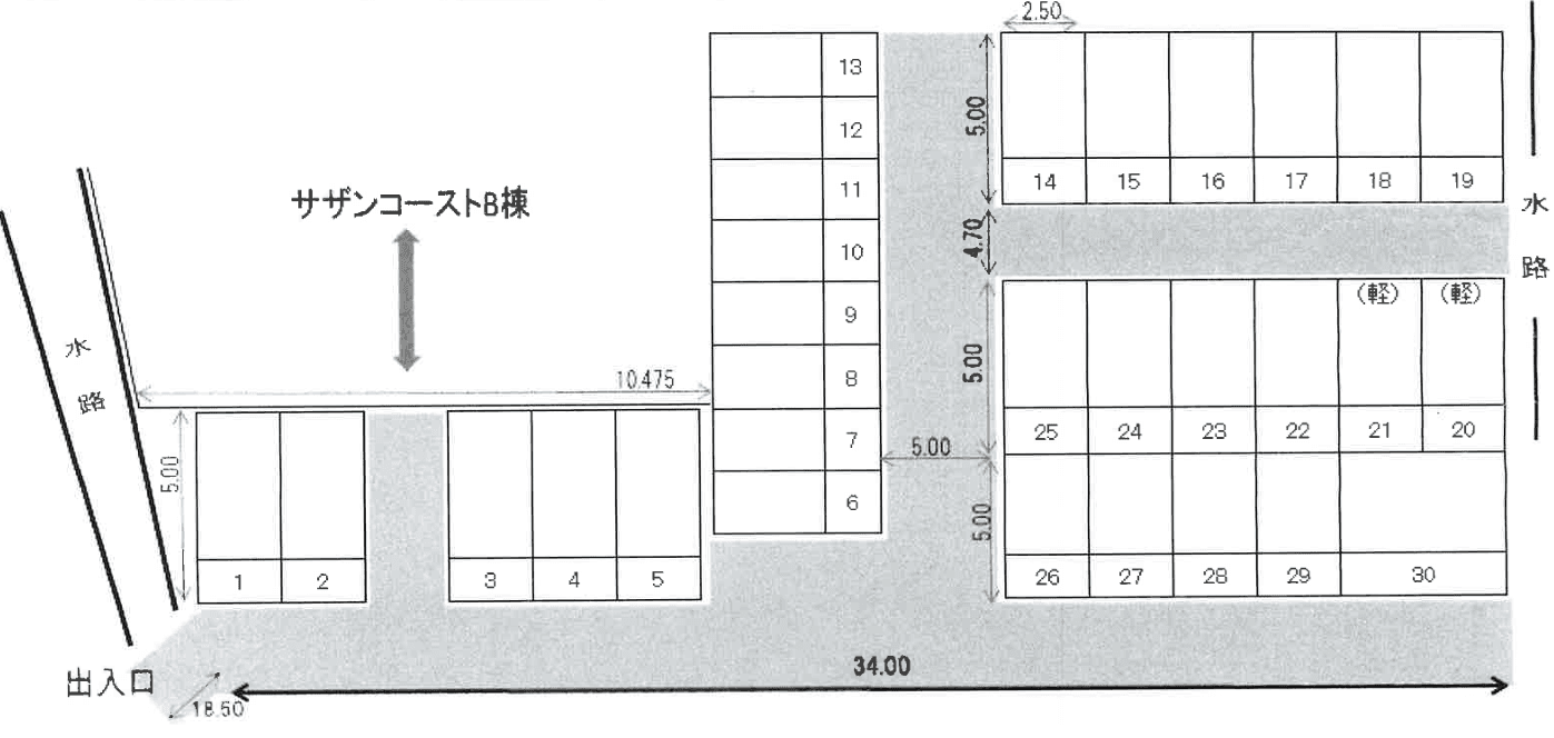 松本駐車場の駐車配置図