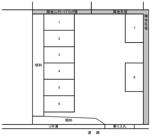北二ツ坂パーキングの駐車配置図