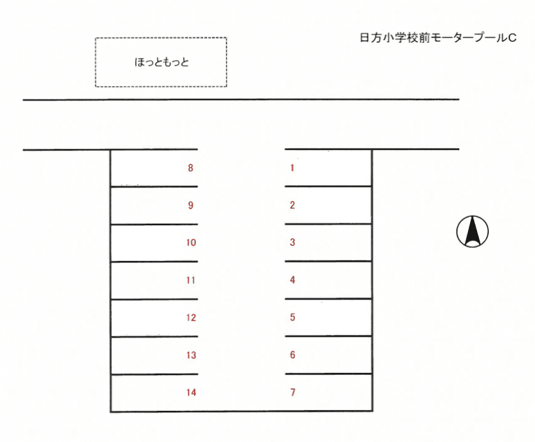 日方小学校前モータープールＣの駐車配置図