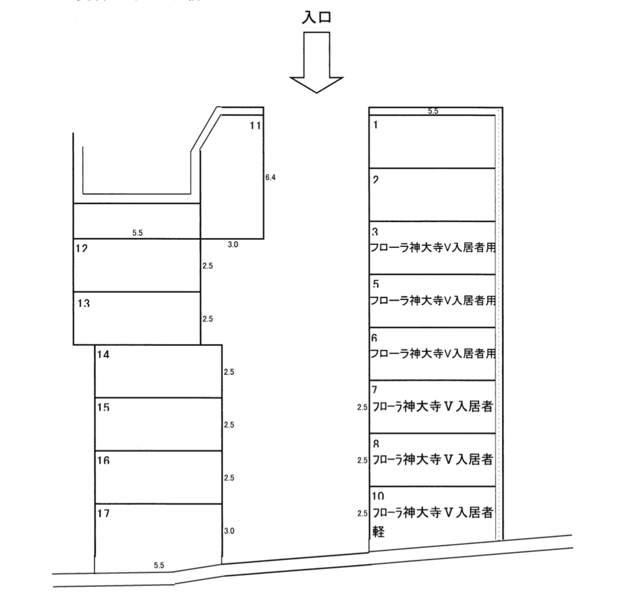 パーキング②ひがしの駐車配置図