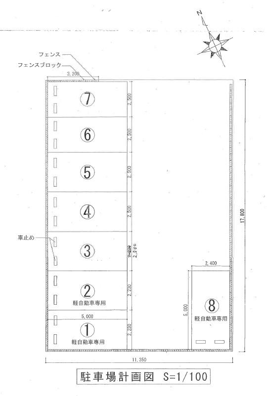 舛田ｶﾞﾚｰｼﾞの駐車配置図