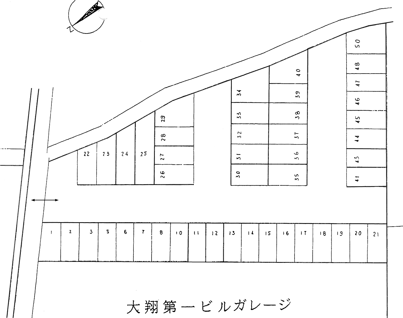 大翔第一ビル敷地外ガレージの駐車配置図