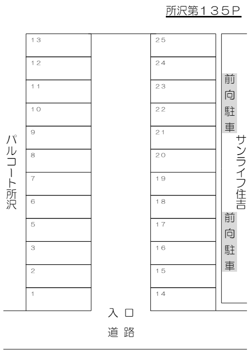 所沢第１３５Ｐの駐車配置図