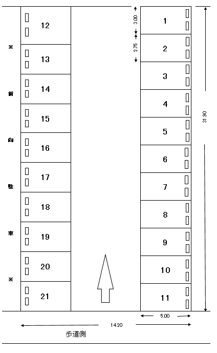 E-70 松富2丁目 貸駐車場の駐車配置図