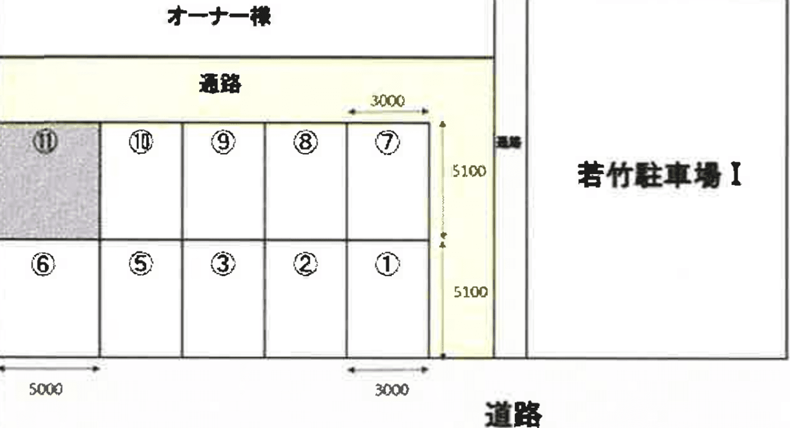 今津若竹駐車場Ⅱの駐車配置図