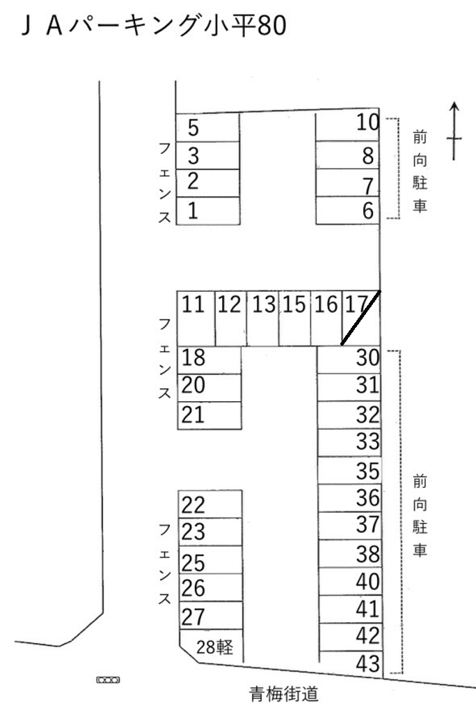 ＪＡパーキング小平80の駐車配置図