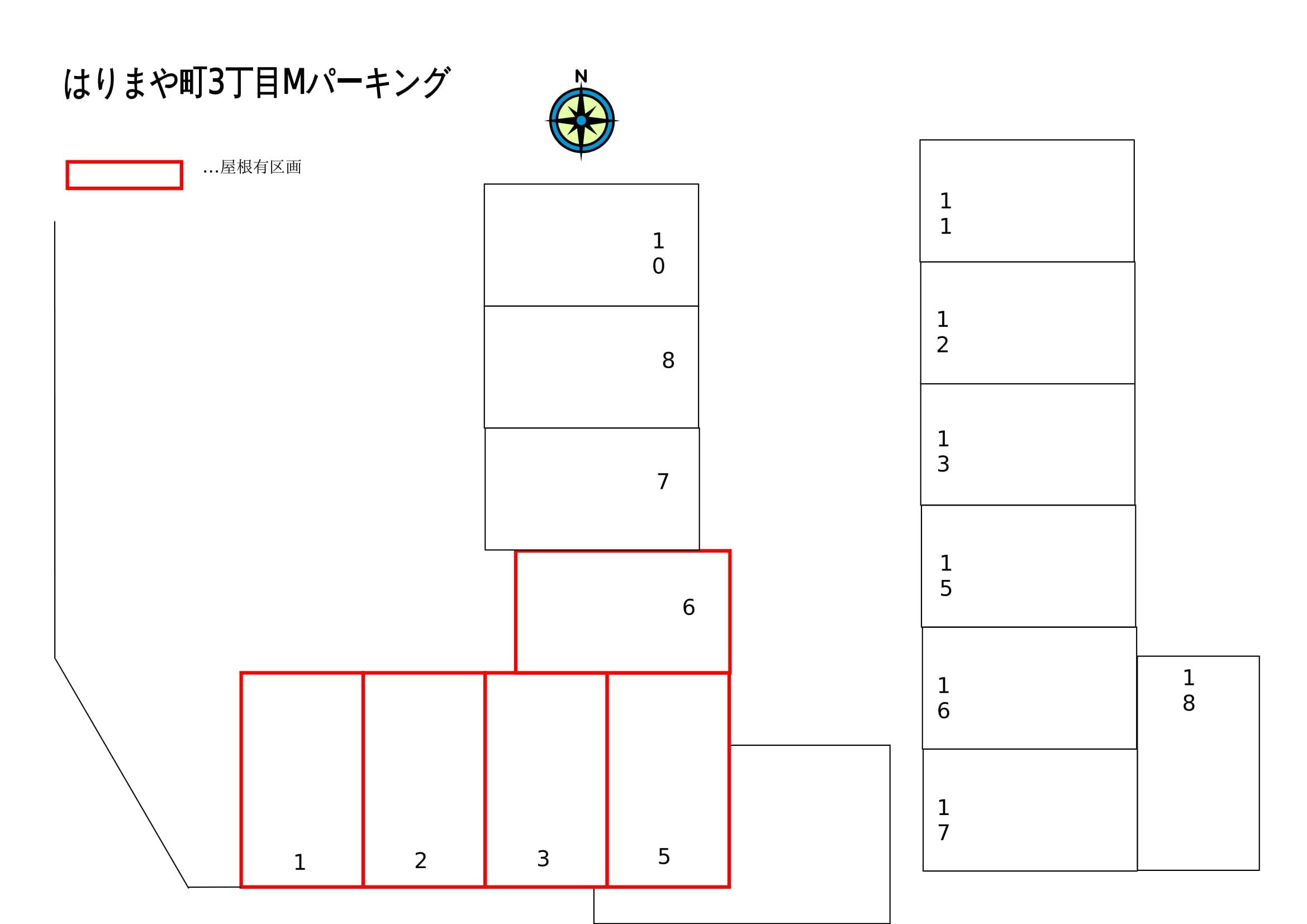 はりまや町３丁目Ｍパーキングの駐車配置図