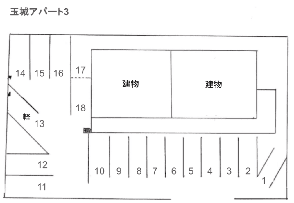 玉城アパート3の駐車配置図