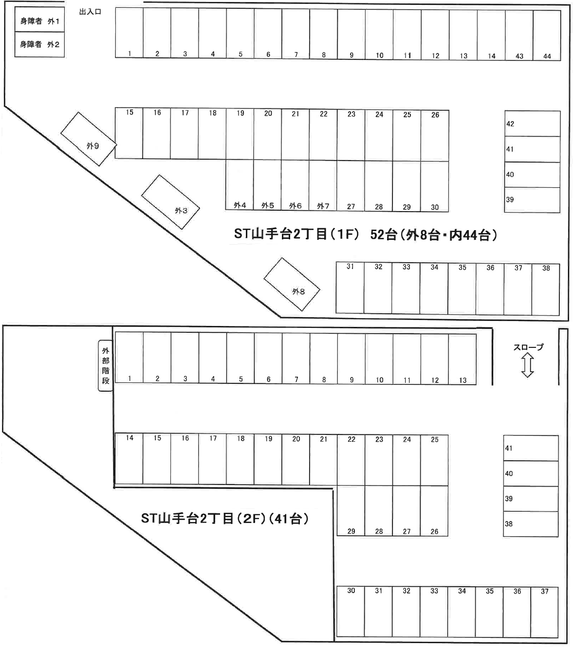 ＫＦ－Ｐａｒｋ　ＳＴ山手台２丁目の駐車配置図