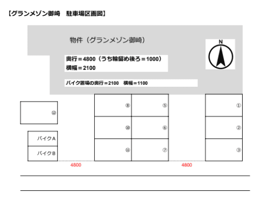 グランメゾン御崎の駐車配置図