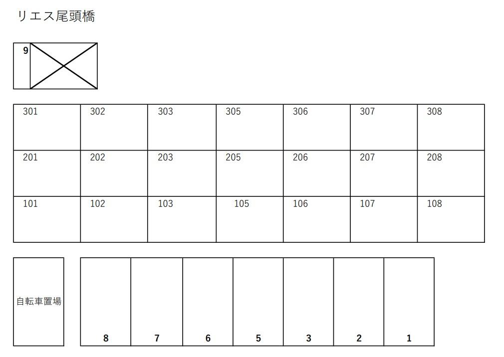 リエス尾頭橋の駐車配置図