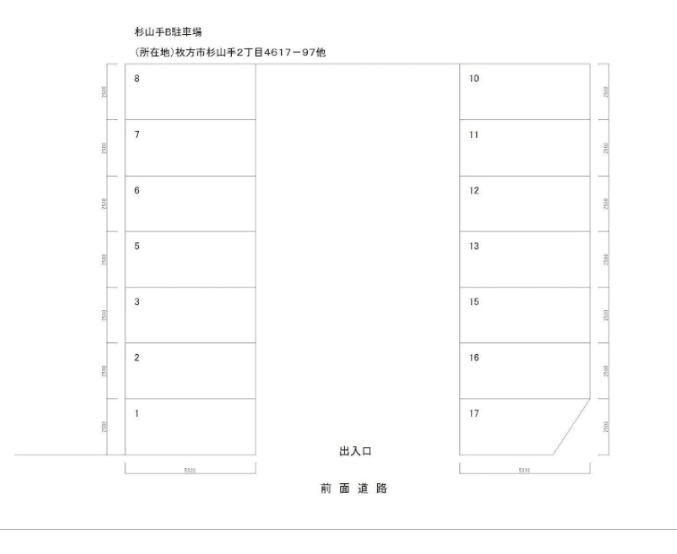 杉山手B駐車場の駐車配置図