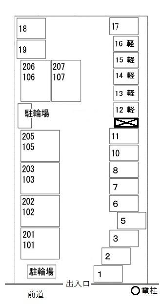パティオ山科の駐車配置図