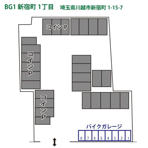 B-GARAGE1新宿町1丁目の駐車配置図