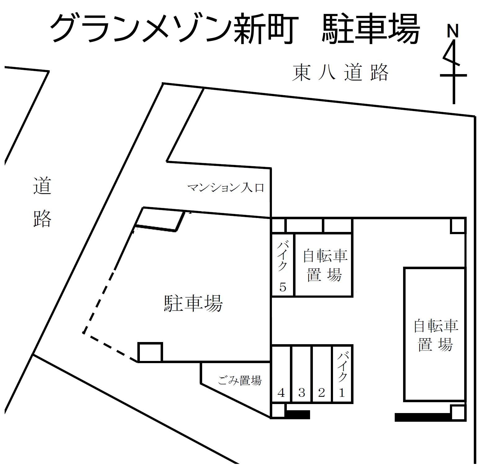 グランメゾン新町　駐車場の駐車配置図