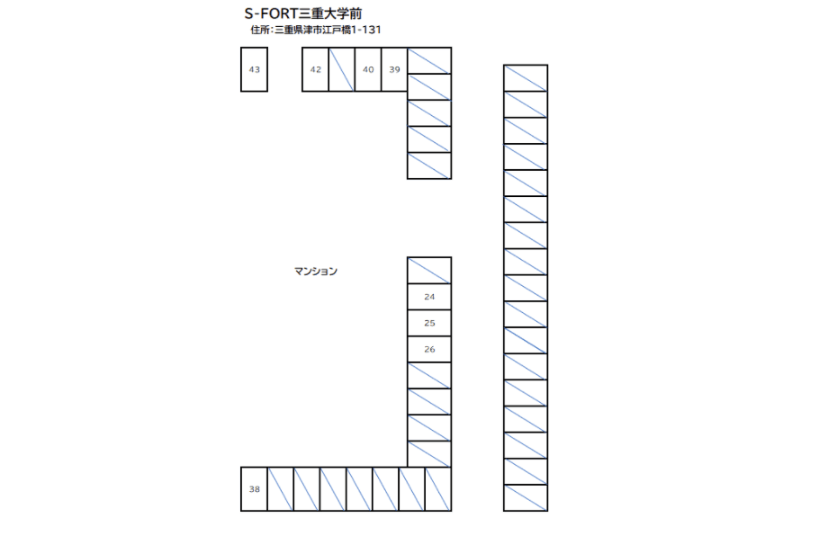 S-FORT三重大学前の駐車配置図