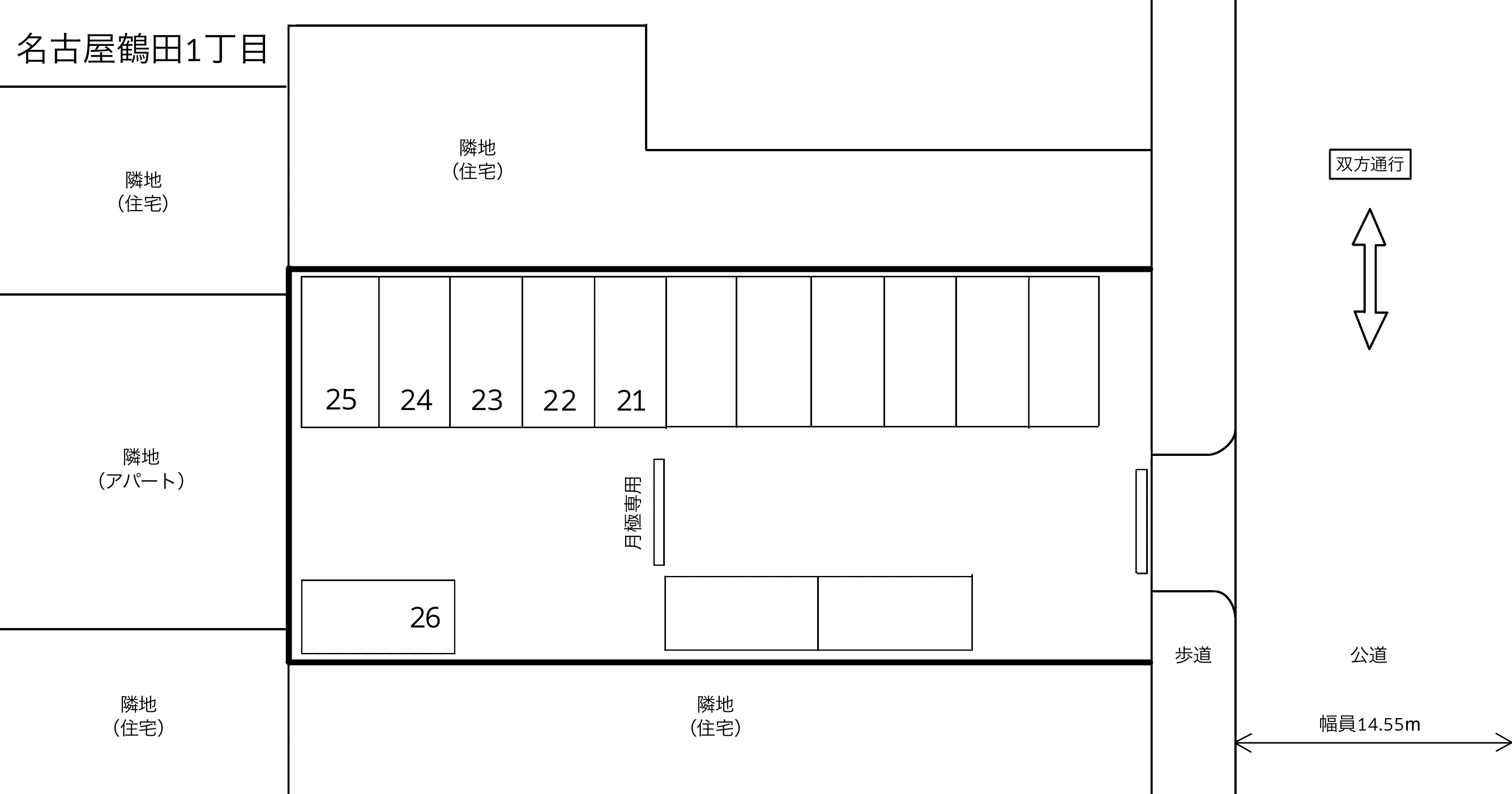 名古屋鶴田１丁目の駐車配置図