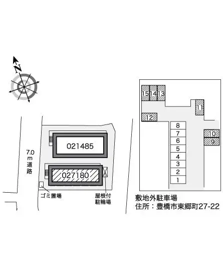 瑞光Ⅱ(27180)　敷地外駐車場の駐車配置図