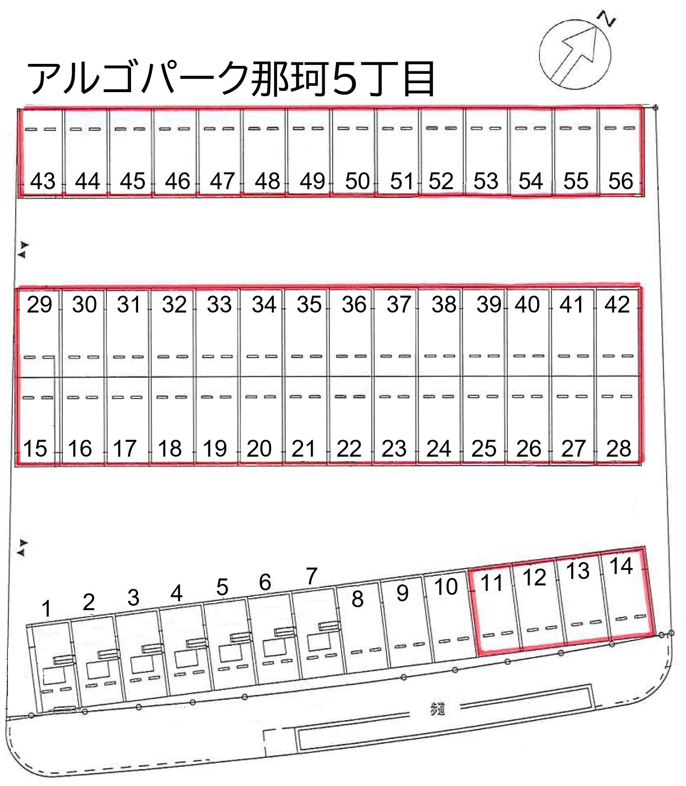 アルゴパーク那珂５丁目の駐車配置図