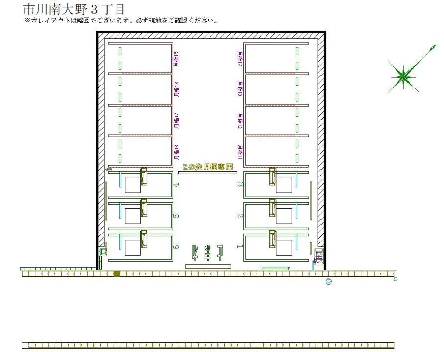 市川南大野３丁目の駐車配置図
