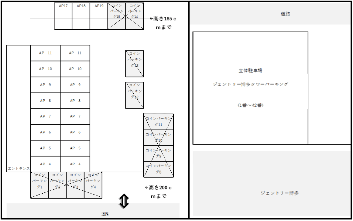 ジェントリー博多の駐車配置図