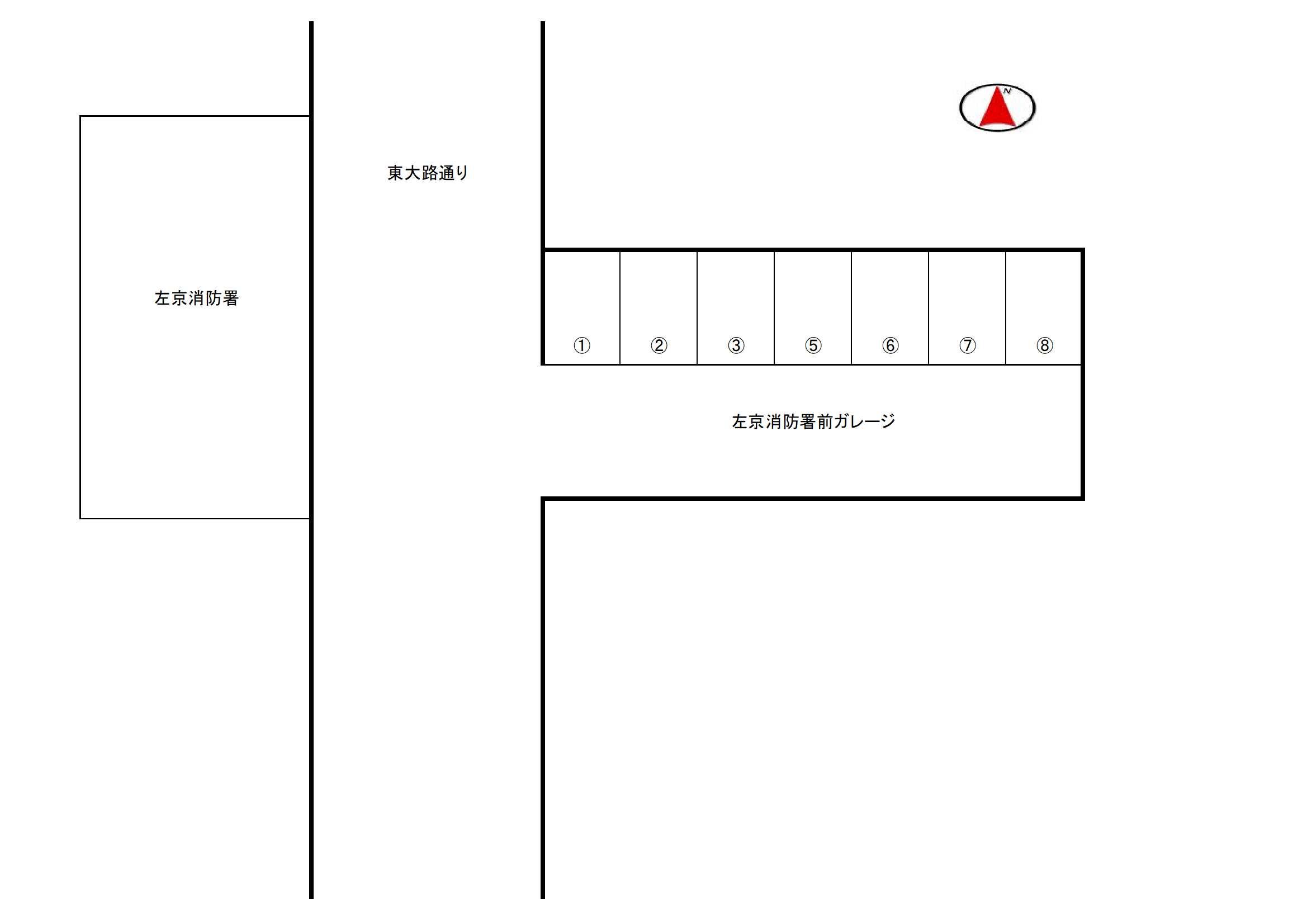左京消防署前ガレージの駐車配置図