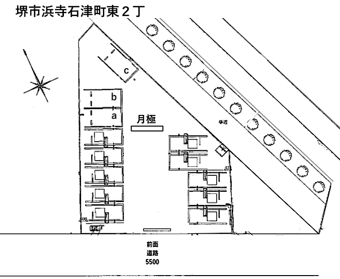 堺市浜寺石津町東２丁の駐車配置図