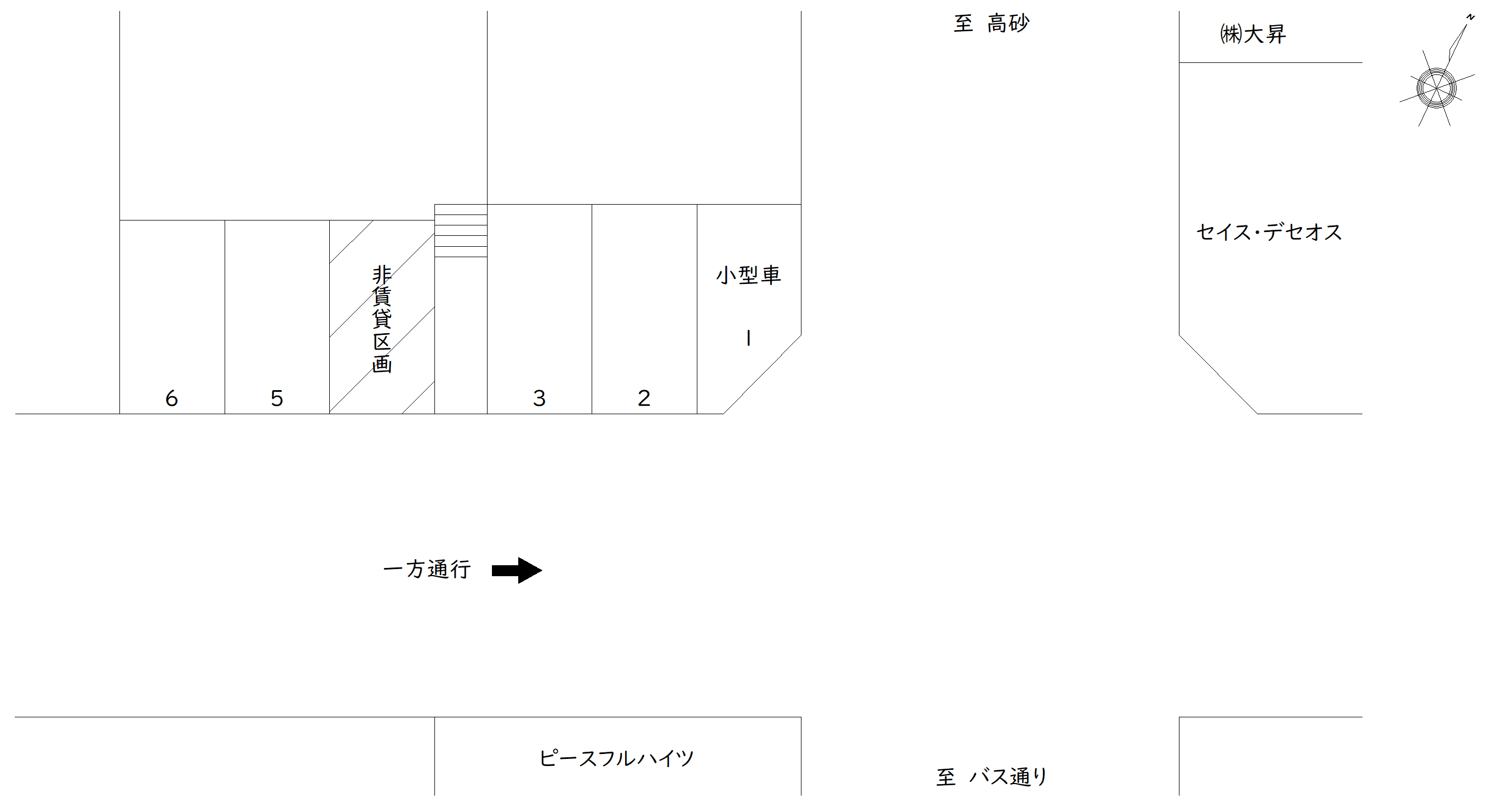 細田4-16東南角 駐車場の駐車配置図