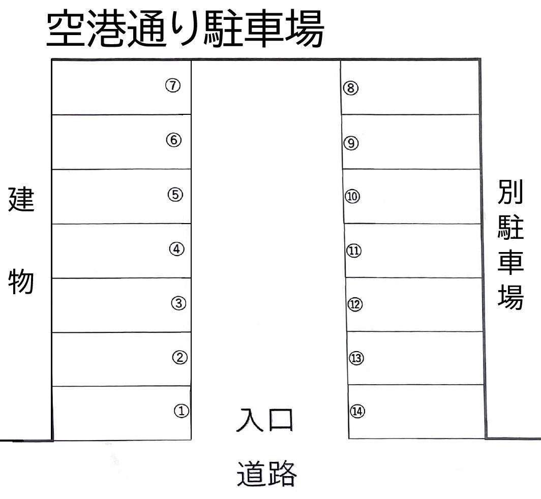 空港通り駐車場の駐車配置図