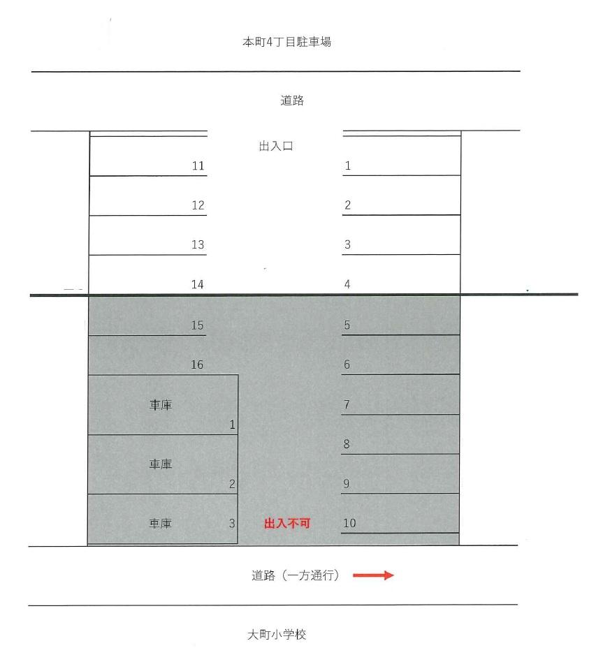 大町三月極駐車場の駐車配置図